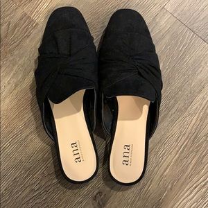 Black faux slides